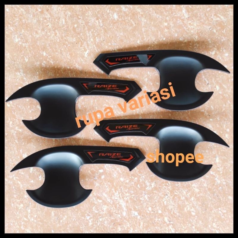 Outer mangkok handle pintu mobil toyota raize 2021 2022 motif carbon hitam chrome crome tempel