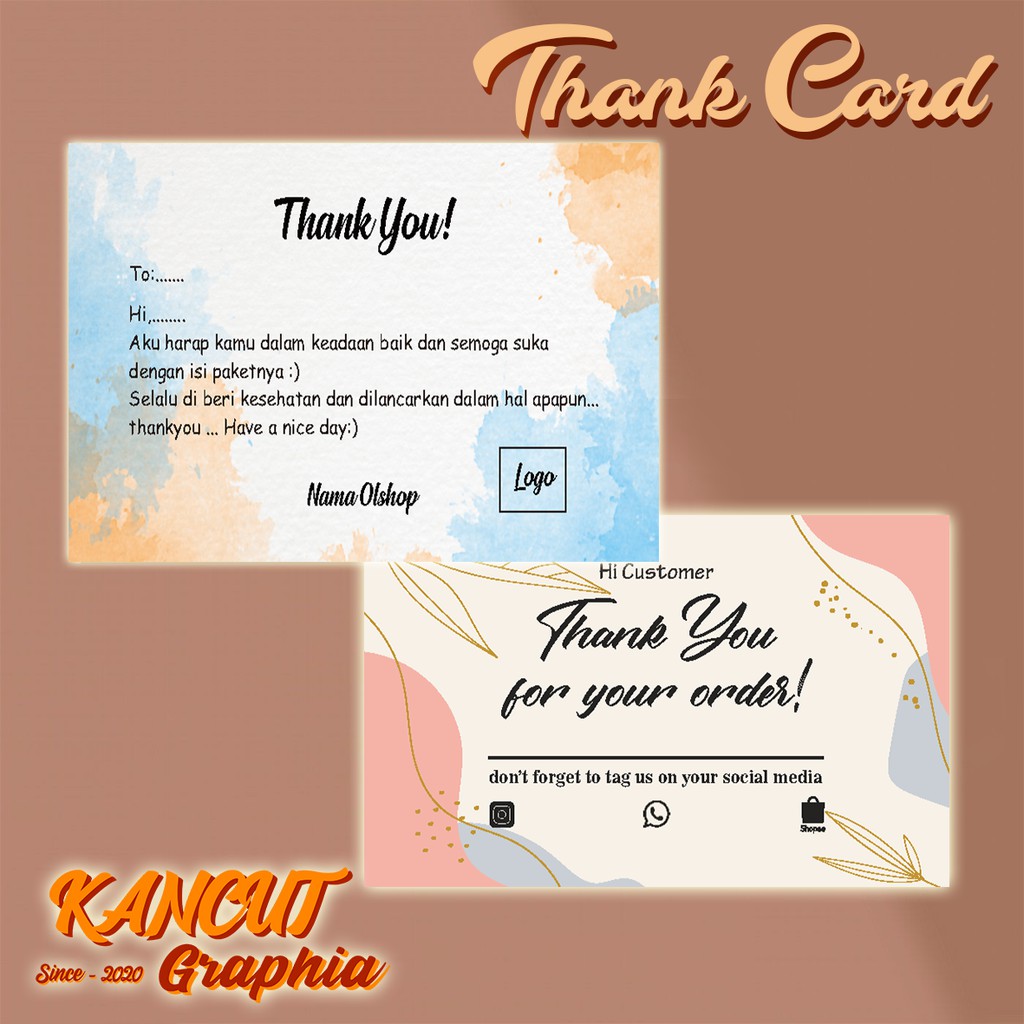 

Thank You Card dan Kartu Nama 1 Sisi (isi 100pcs)
