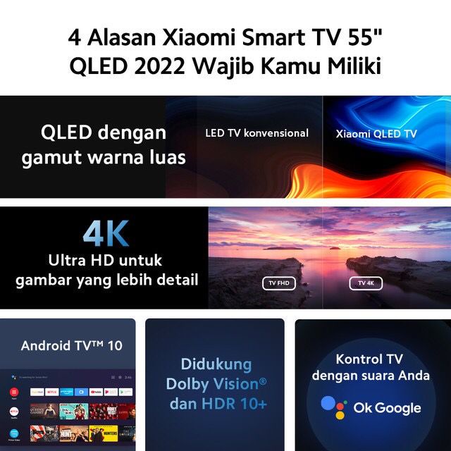 Xiaomi Mi Tv Q1E 55 Inch QLED 4K UHD Garansi Resmi Xiaomi Indonesia