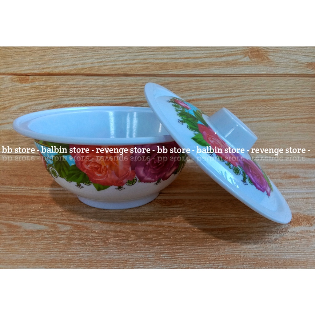 [balbin]mangkuk saji bulat melamin tutup motif rose-mangkuk saji tutup-17.5cm-mangkuk melamine tutup-terlaris dan termurah-bayar di tempat