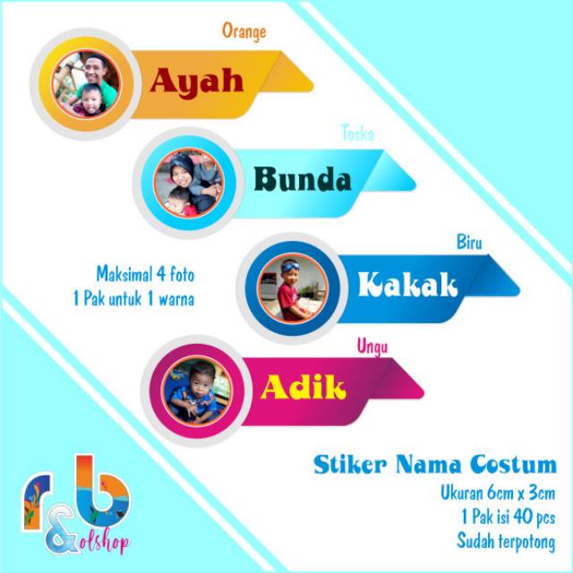 

Stiker nama costum unik dan lucu uk. 6cm x3cm