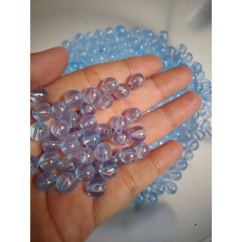 mute bulat 8mm biru bening / beads clear / monte transparant bulat mulus / manik kristal