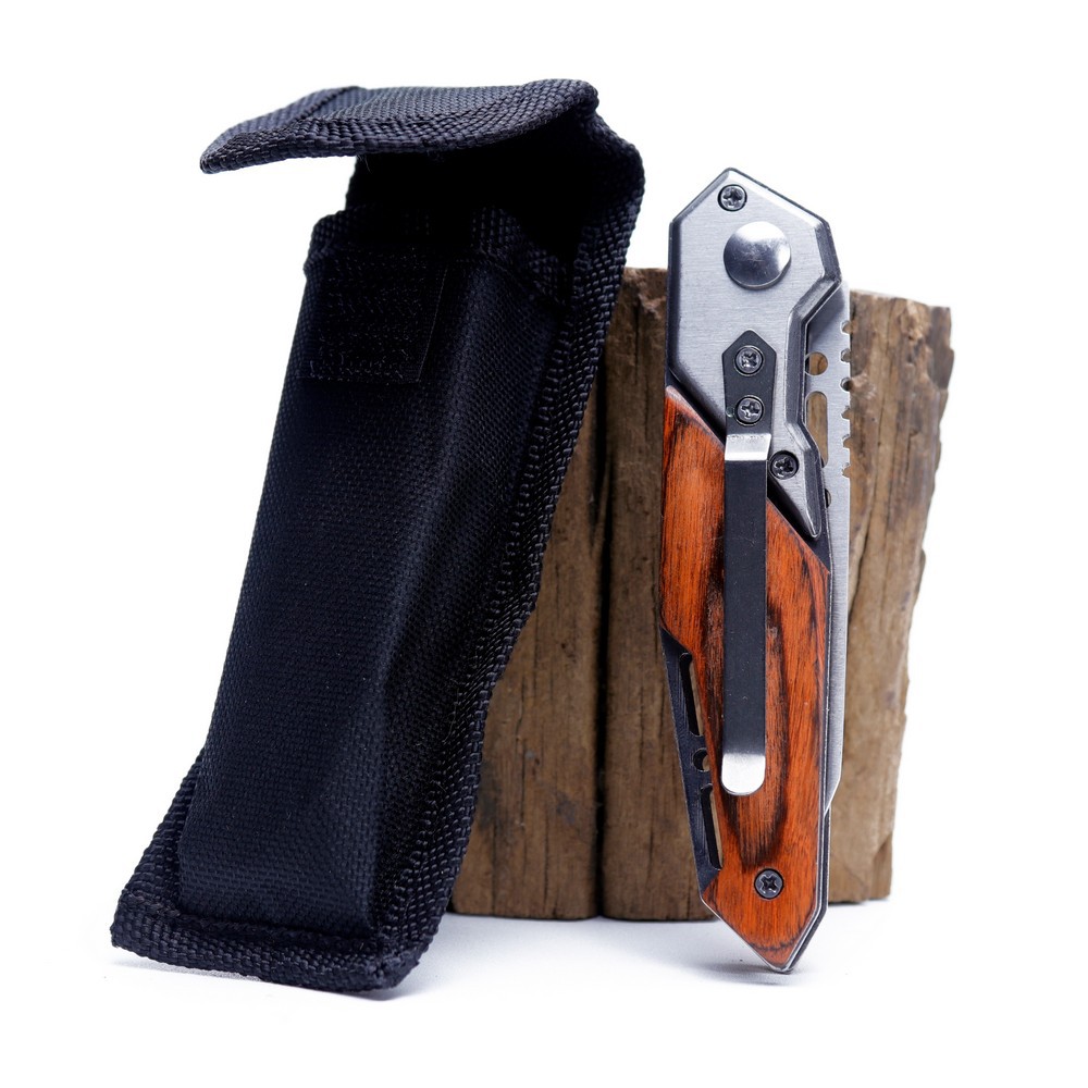 Pisau Lipat Tactical Safety Lock Clip EDC 57HRC Bonus Pouch Pisau Survival / PISAU / BELATI BERBURU 