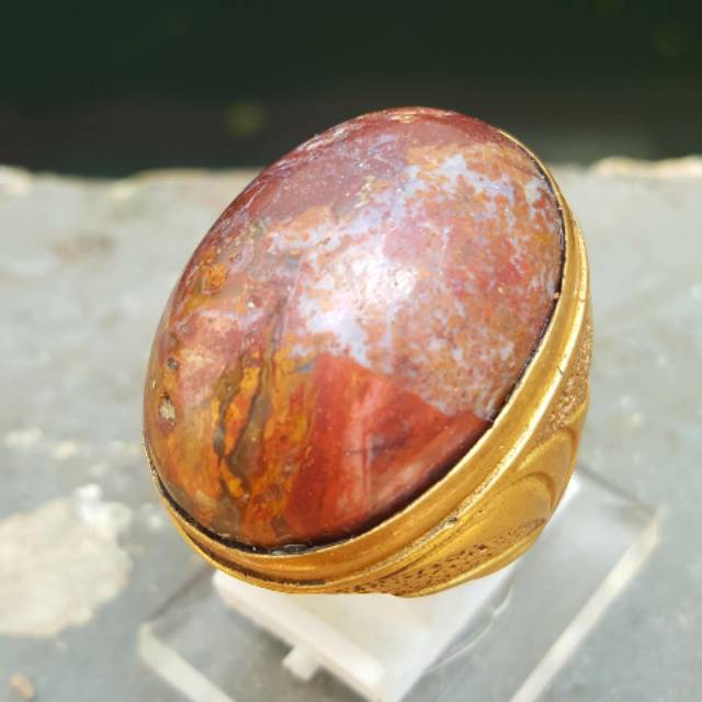 Cincin Batu Akik Lumut Merah Wonogiri