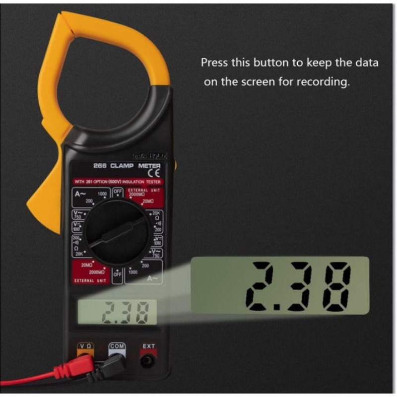 Tang Ampere Tester Digital Kelistrikan - Multimeter Digital / Clamp Meter DT 266 - Amper Multimeter DT266