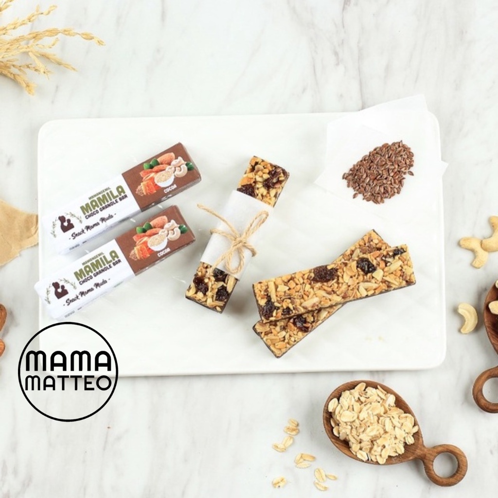 MAMA NGEMIL Choco Bar 75gr dan Mamila Granole Bar 37gr / Low Calorie / ASI Booster Bebas Pahit / Pelancar ASI / Coklat ASI Booster / BANDUNG