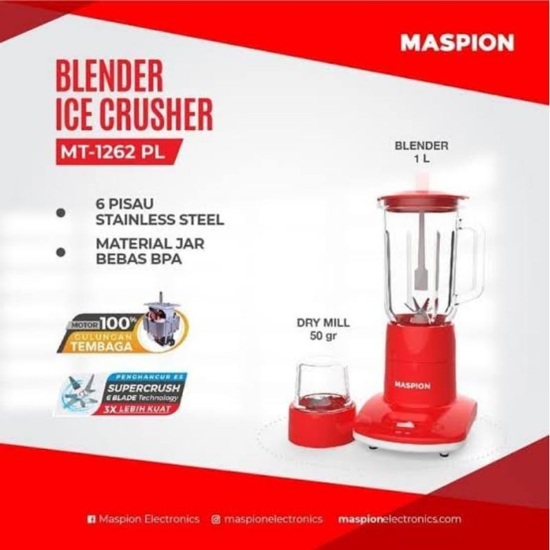 Blender Maspion MT 1262 PL Plastik Original Baru dan Bergaransi Resmi