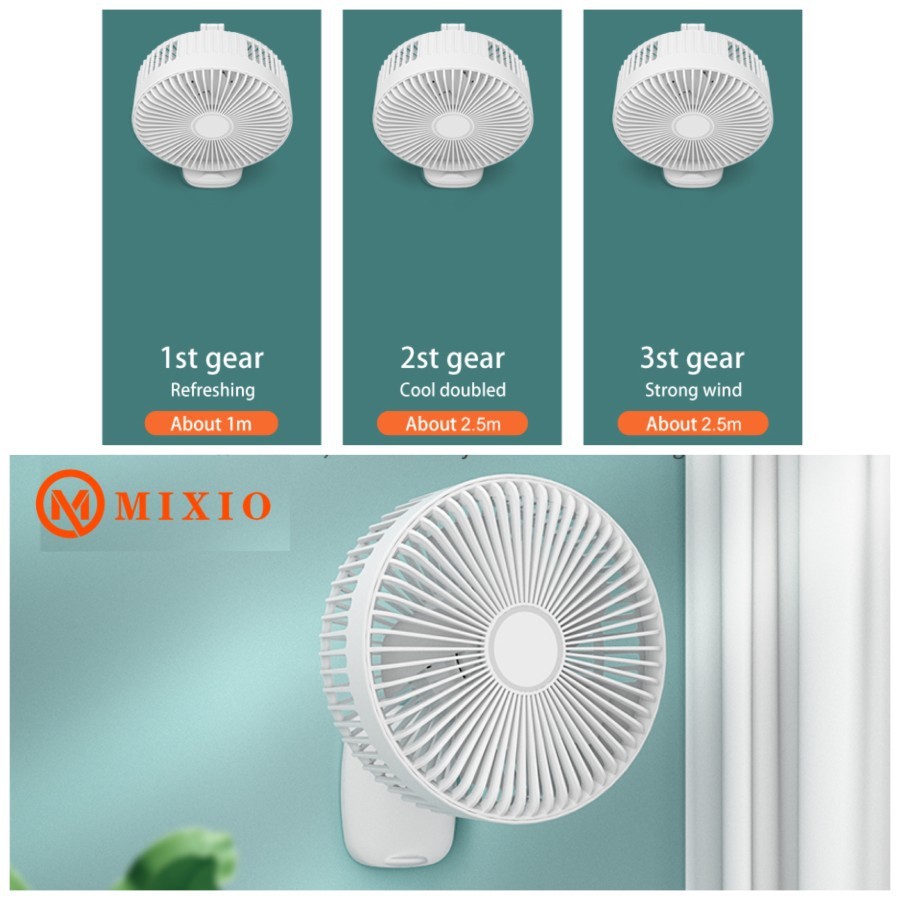 MIXIO F8 3IN1 KIPAS Wireless Clip On fan Portable / Clip Folding fan