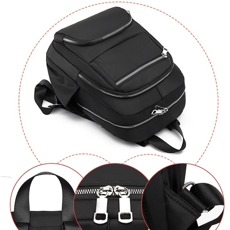 TAS RANSEL WANITA KOREA 4 RESLETING ANTI AIR HITAM BACKPACK BESAR GENDONG IMPORT ORI DICANTI TA398B5