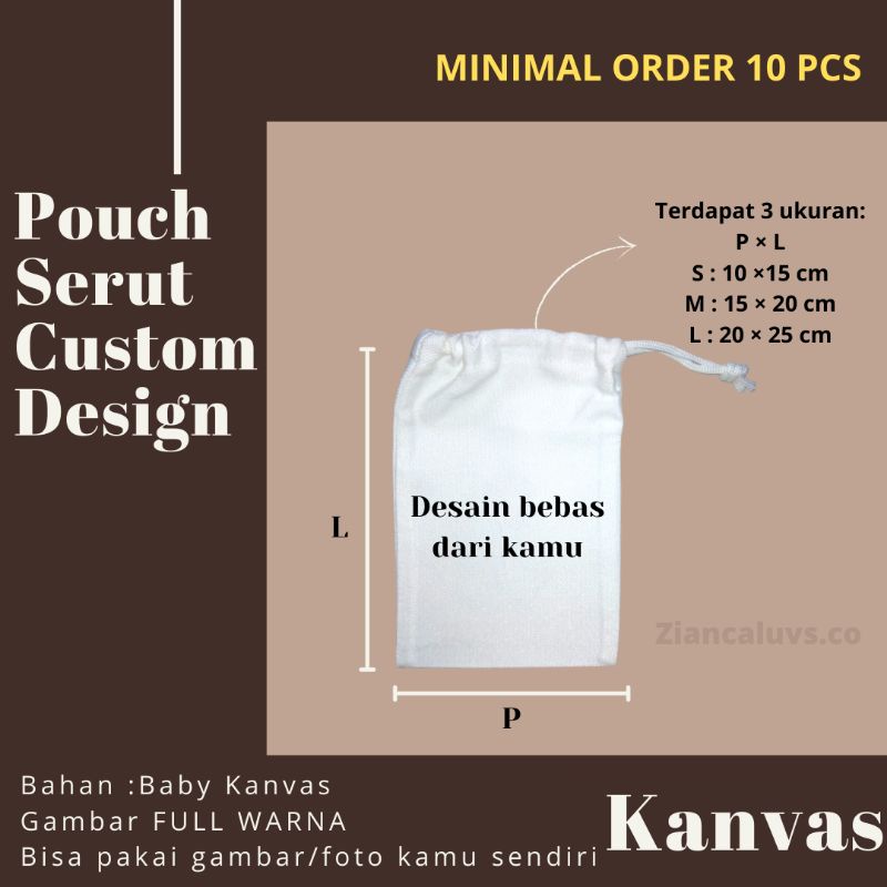 Pouch Serut Custom Kanvas (10×15cm) (15×20cm) (20×25cm)