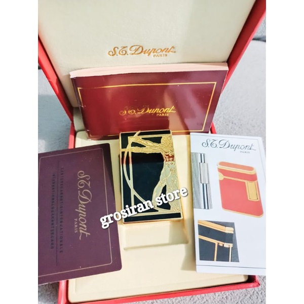 korek St Dupont Paris original marmer gold kartu sertifikat box motif