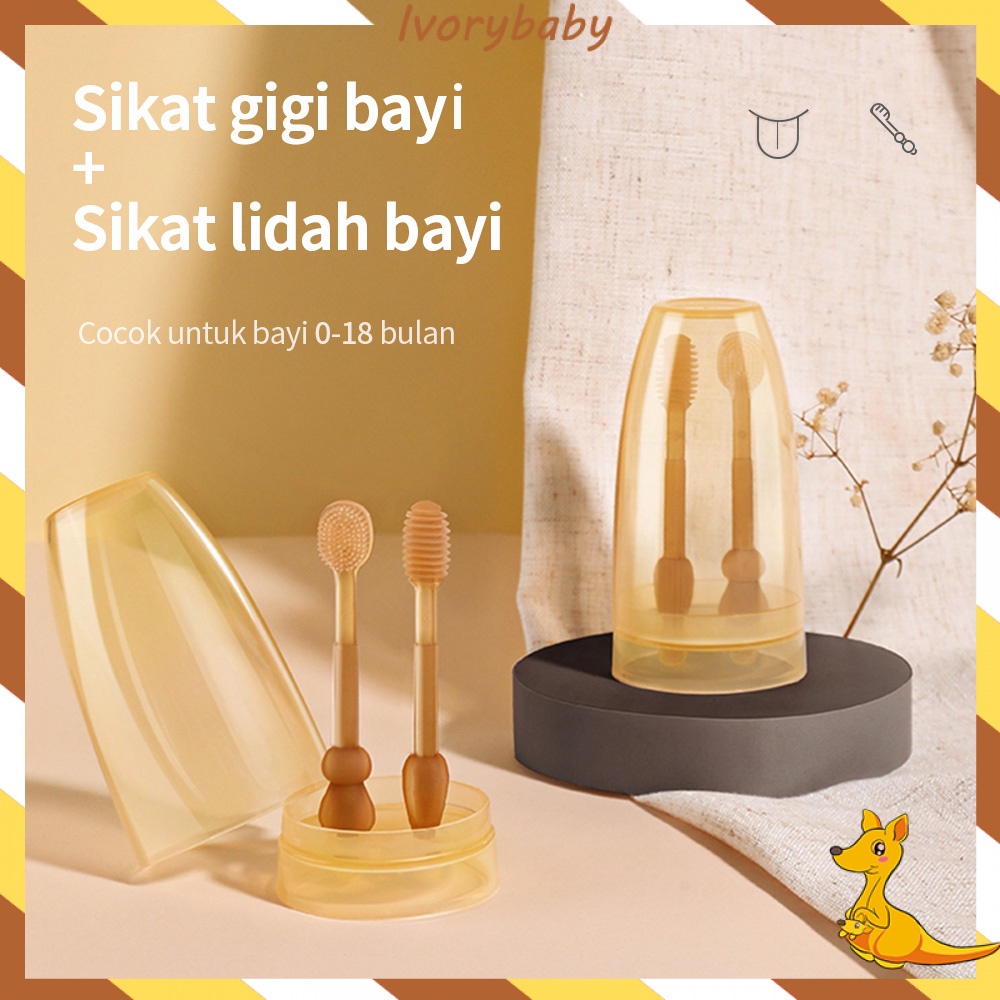 Ivorybaby Sikat gigi bayi nano Silicone 2 in 1 pembersih lidah bayi BPA free