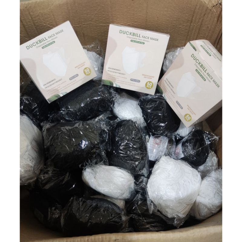 Masker Duckbill isi 50 pcs Masker Duckbill hitam dan putih isi 50pcs Facemask Masker Duckbill 50pcs