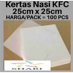 

Kertas Nasi KFC 25x25cm / Kertas Nasi Putih / Kertas Bungkus Nasi / Kertas Putih