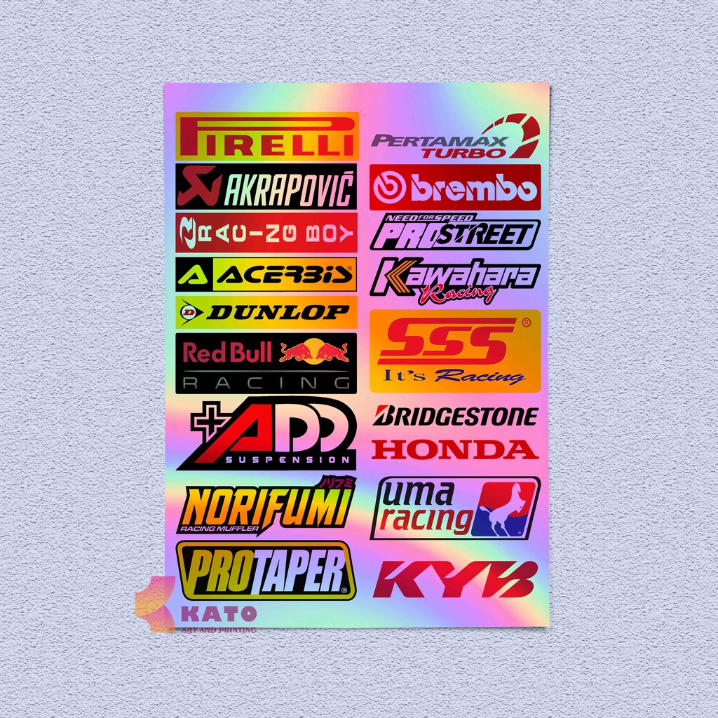 Sticker Racing Hologram Pelangi Anti Air RCB Speed Hunter Stiker Motor Hologram BRT