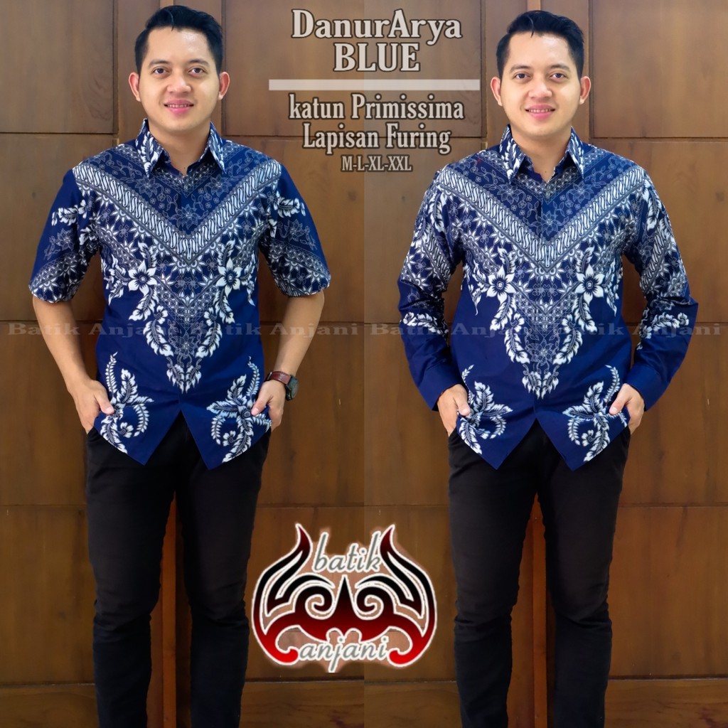 DANURARYA BLUE ANJANI KEMEJA BATIK PRIA SOLO LENGAN PENDEK LAPIS FURING ATASAN BATIK PREMIUM MODERN PERWIRA BROWN DARAJAYA BATARA NAVY PEKSI LASEM GRAHA LASEM PARANG SKAR BLUE GANDEWA BLUEE CENDRAWASIH SOGAN KUMALA BRAHMANA DARYATA BATIKSOLOAMANAH VIJAY 2