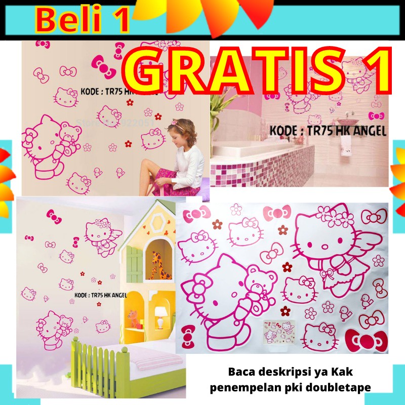 GD STIKER STICKER WALL SETIKER DINDING HELLO KITTY HK ANGEL WALLSTICKER WALLSTIKER DEKORASI TEMBOK HELO KITY PINK DECOR RUANG KAMAR TIDUR ANAK ANAK CEWEK PEREMPUAN KARTUN LUCU KEKINIAN WALLPAPER WALPAPER WELPEPER PAPER WALSTICKER HELLO K