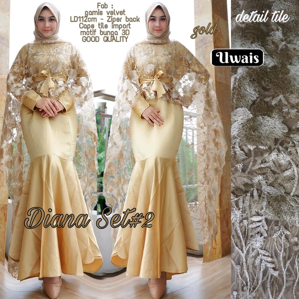 SETELAN GAMIS VELVET + CAPE DIANA SET #2 BY UWAIS