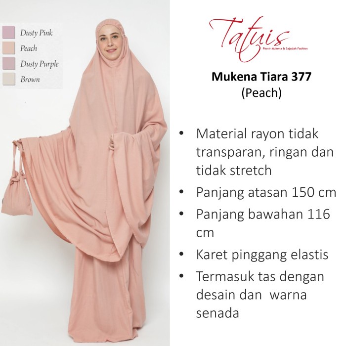 Mukena wanita TATUIS - Mukena Tiara 377 | mukena maxi | mukena jumbo | mukena rayon - Peach Mukena w