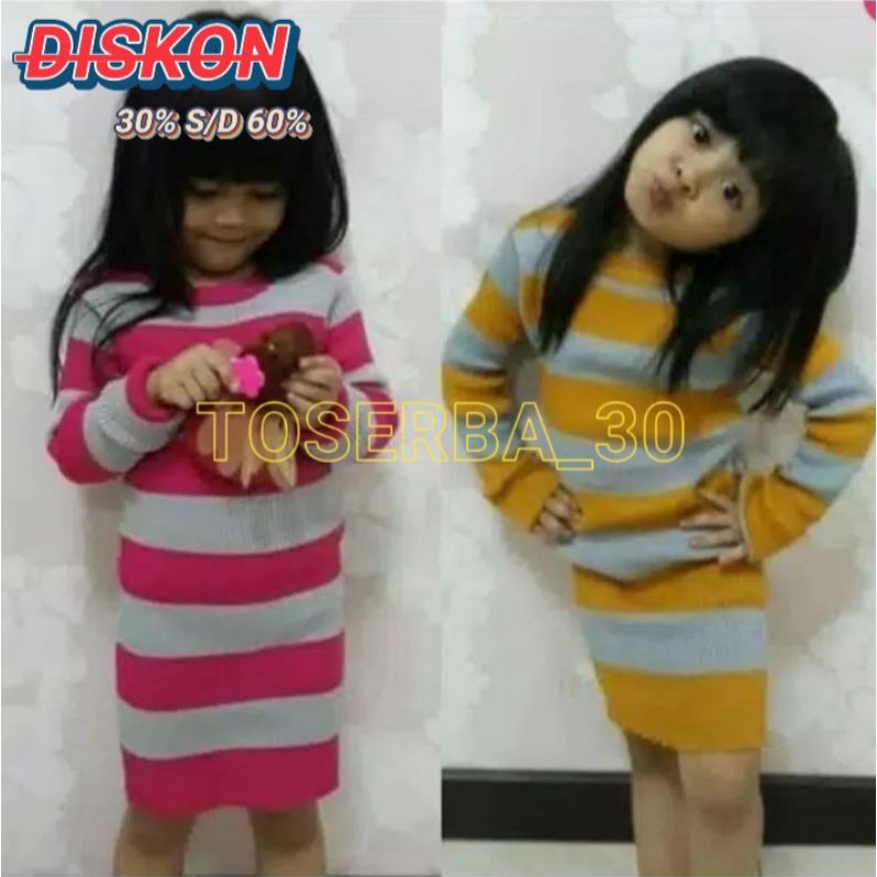 Dress Rajut Anak BLASTER Lengan Panjang Baju Rajut anak perempuan 2-4 Tahun
