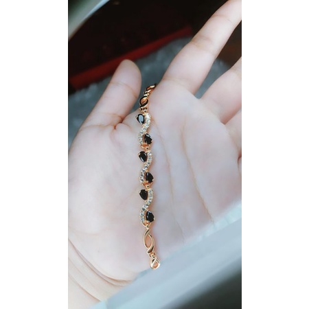 Gelang rantai wanita zircon hitam manis
