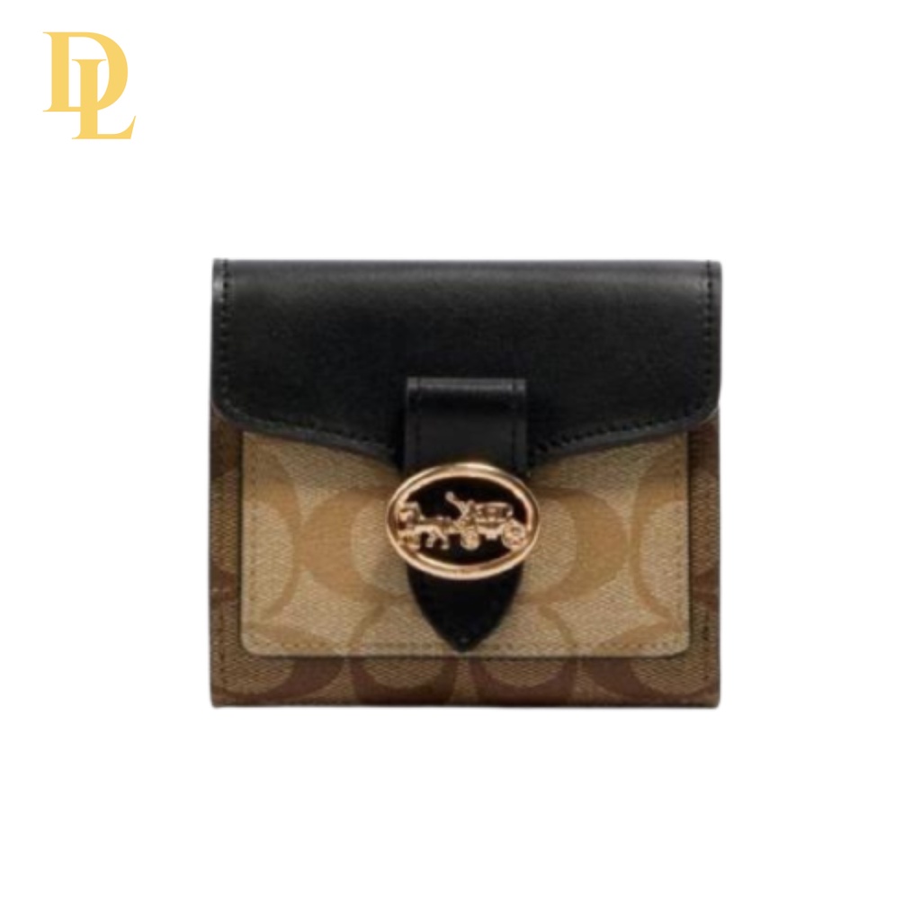 Coach Georgie Small Wallet In Blocked Signature Canvas (C6261)