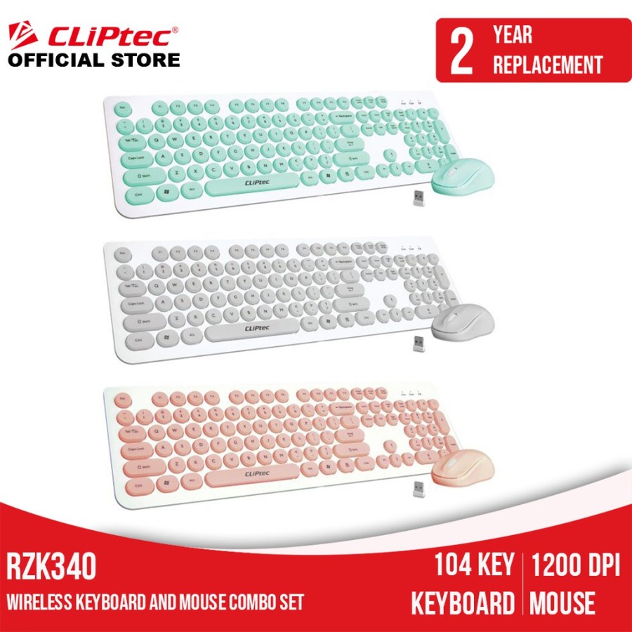 Keyboard Mouse Wireless Cliptec Young Air RZK340 Combo Colour