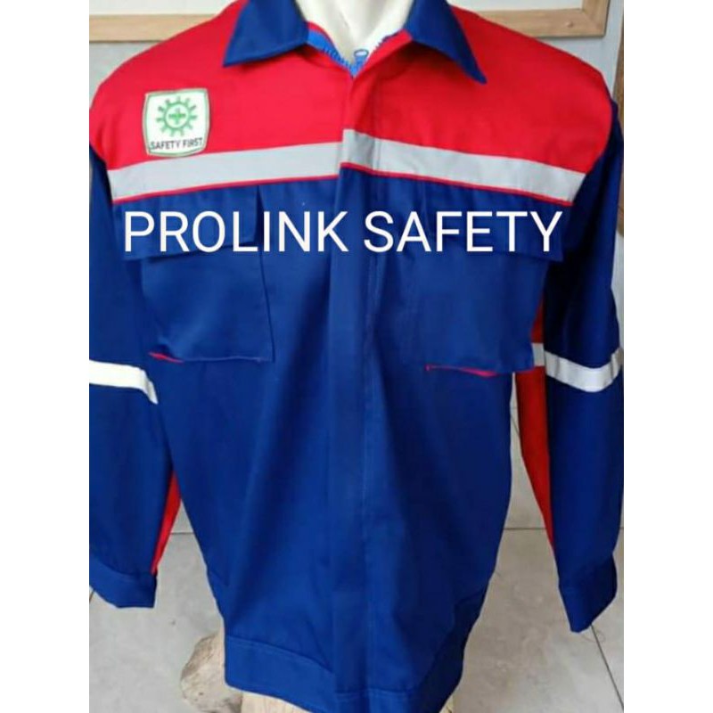 BAJU SAFETY BIRU MERAH PRIA