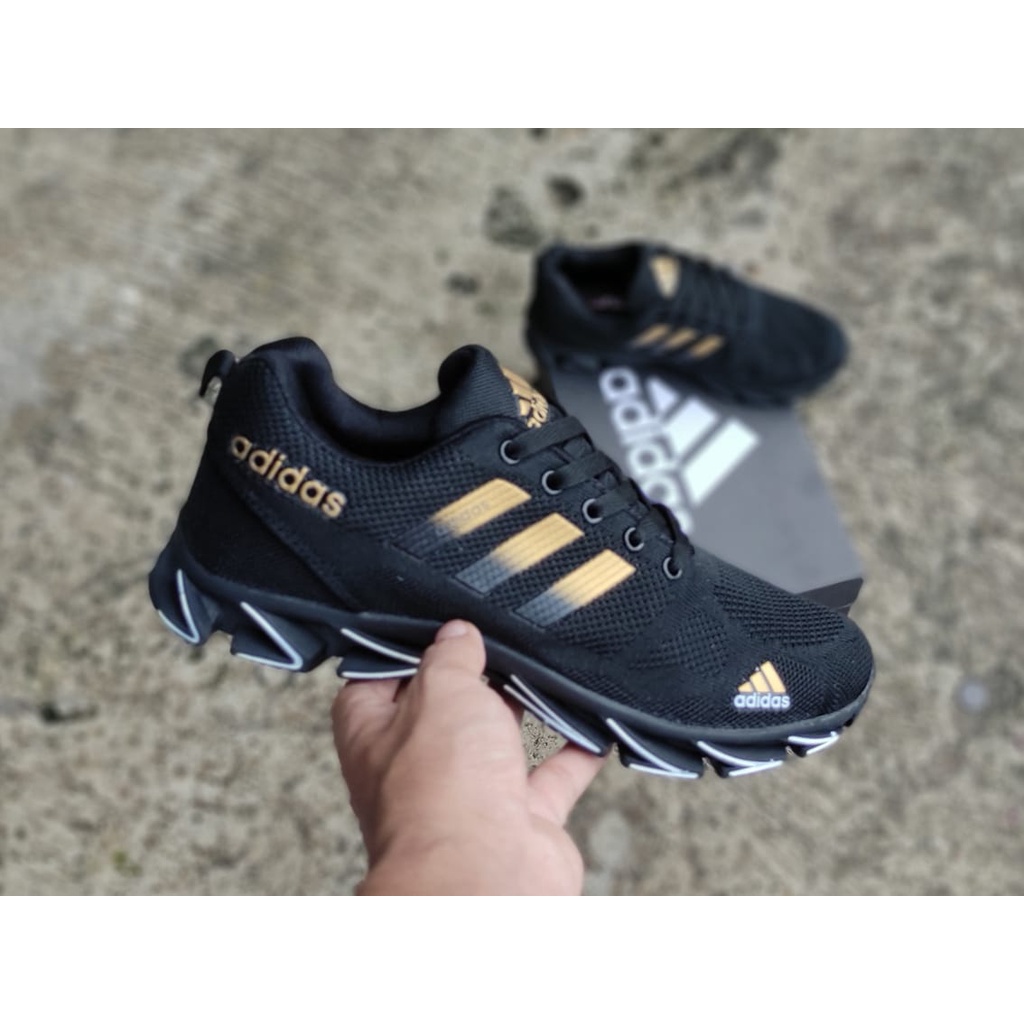 SEPATU PRIA ADIDAS SPRINGBLADE CLOUDFOAM HITAM GOLD CASUAL KEREN KUALITAS IMPORT / SEPATU SNEAKERS R
