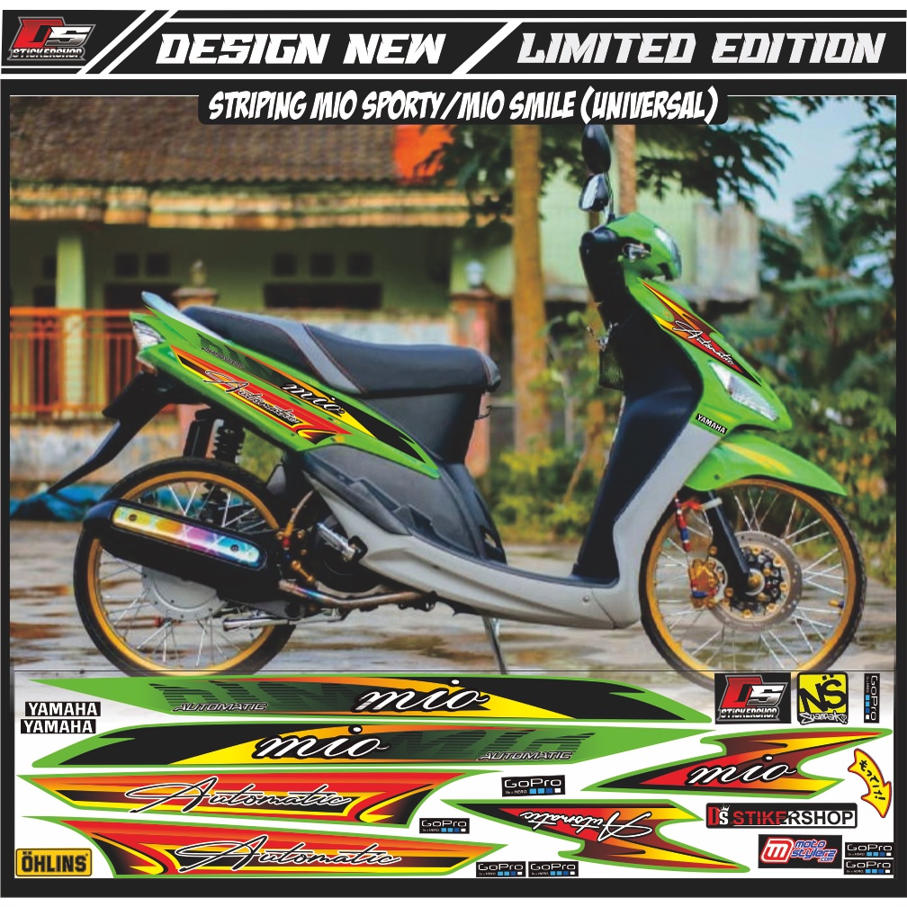 STRIPING VARIASI MIO SMILE/MIO SPORTY RACING/STRIPING MIO VARIASI WARNA HIJAU LIS MERAH