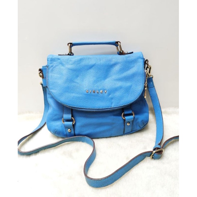 SISLEY ORIGINAL SLING KULIT BIRU TOSCA, TAS SISLEY,  PRELOVED SISLEY,  SLING SISLEY