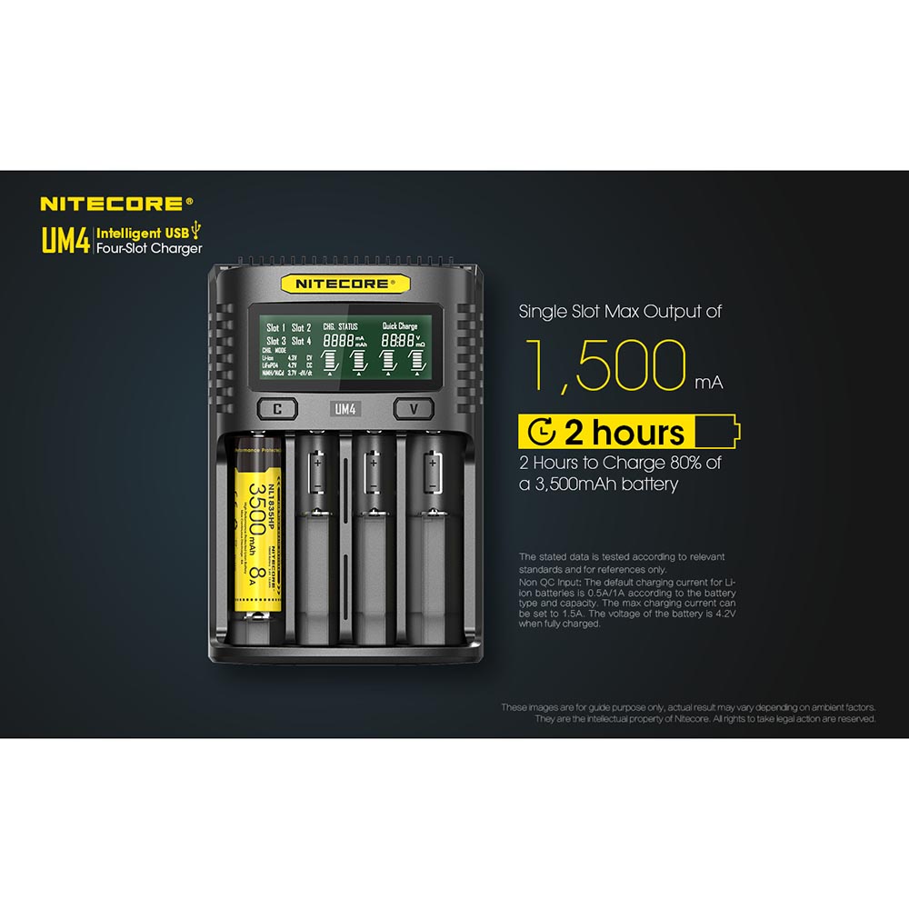 Nitecore Intelligent USB Charger Baterai 4 Slot Li-ion NiMH - UM4 - Black