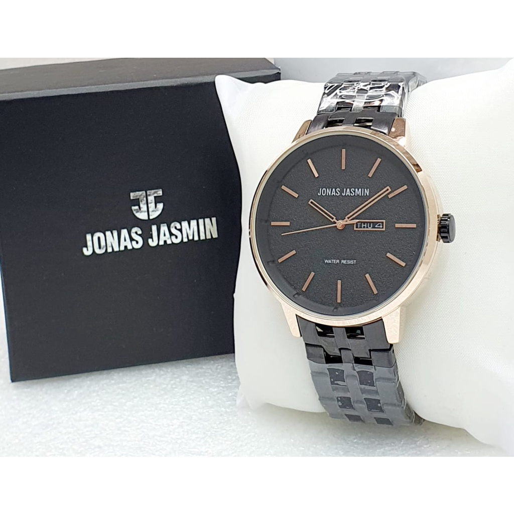 BEST SELLER JAM TANGAN PRIA JONAS JASMIN I115 TALI RANTAI TANGGAL HARI AKTIF DM 5.0CM FREE BOX &amp; BATERAI || JAM TANGAN FASHION WANITA JAM TANGAN CEWEK MURAH