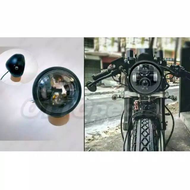 Headlamp / Lampu Depan LED Daymaker 5.75 inch Japstyle Harley Custom Scorpio RxKing Klx 150 Hitam