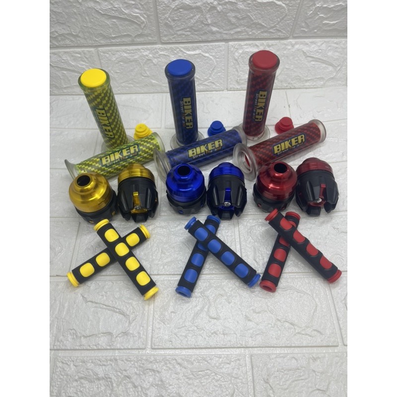 Handgrip Karbon Biker + Karet Handle Rem + Jalu As Roda Depan Universal