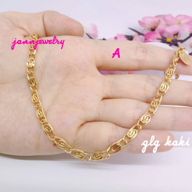 Gelang kaki rante simple lapis mas uk 28Cm GK-01