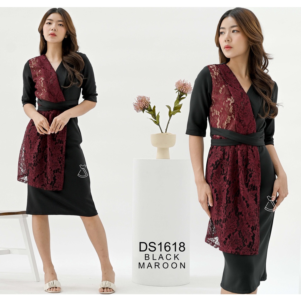 DS1618 - DRESS PESTA SCUBA LACE KIMONO PARTY DRESS