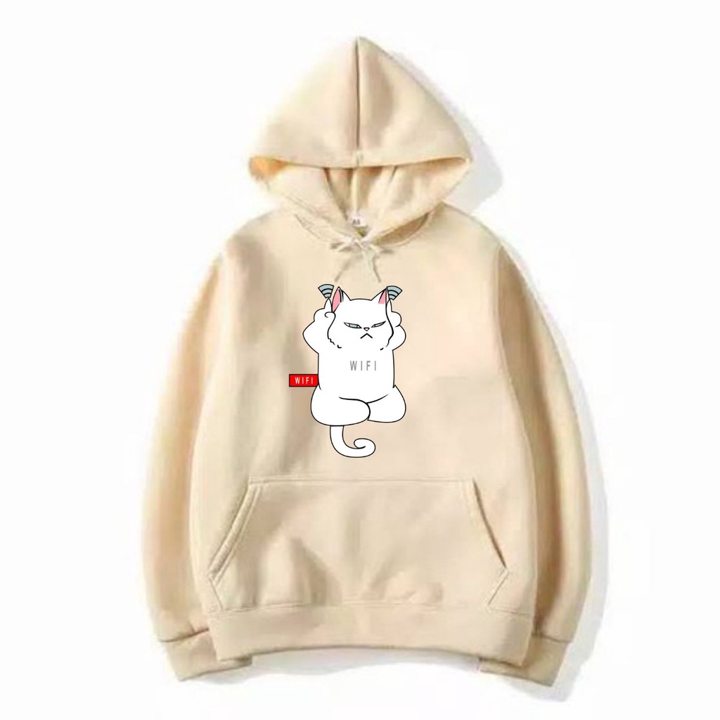 SWEATER HOODIE CAT WIFI PRIA/WANITA FLEECE