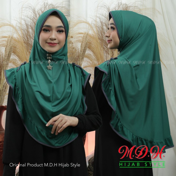 Termurah JiLBAB HIJAB TERBARU SERUT SAMPING JERSEY KOREA - emerald Terbaru