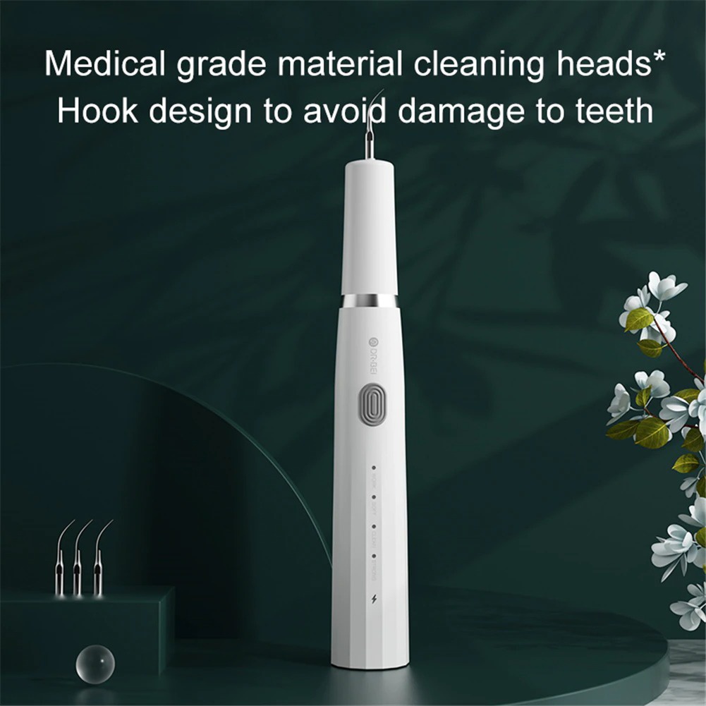 DR. BEI Pembersih Gigi Ultrasonic Electric Dental Calculus Tartar Remover Teeth Scraper - GYC2 - White