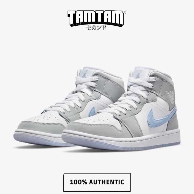 NIKE AIR JORDAN 1 MID WOLF GREY ORIGINAL
