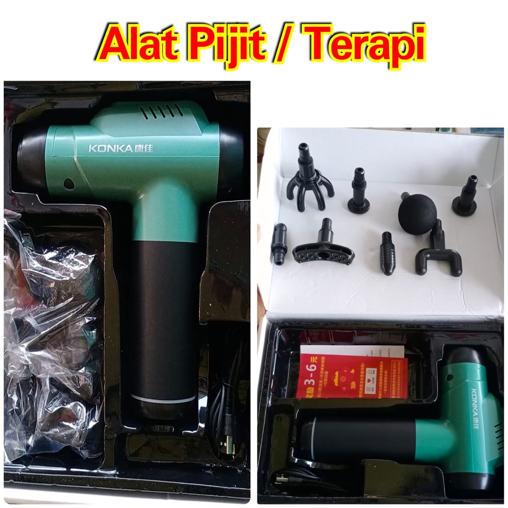 Terapi Pijit -  8 IN 1 Alat Pijit Getar Portable Massager Gun  Alat Pijit Nyeri / Otot / Terapi Pinggang / sakit terjepit