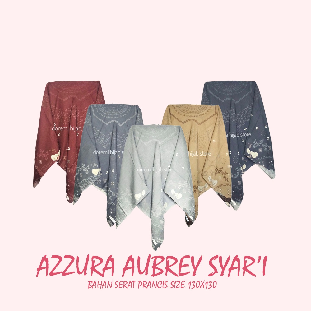 Jilbab Segi Empat SYAR'I Aubrey 05 Motif Azzura Bahan Serat Prancis Grosir Murah Terbaru