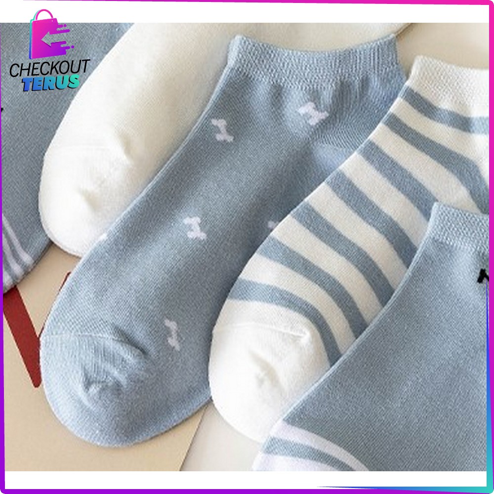 CT P253 Kaos Kaki Wanita Motif Beruang Biru Semata Kaki Kaus Kaki Pendek Lucu Fashion Korea Women Sock Import