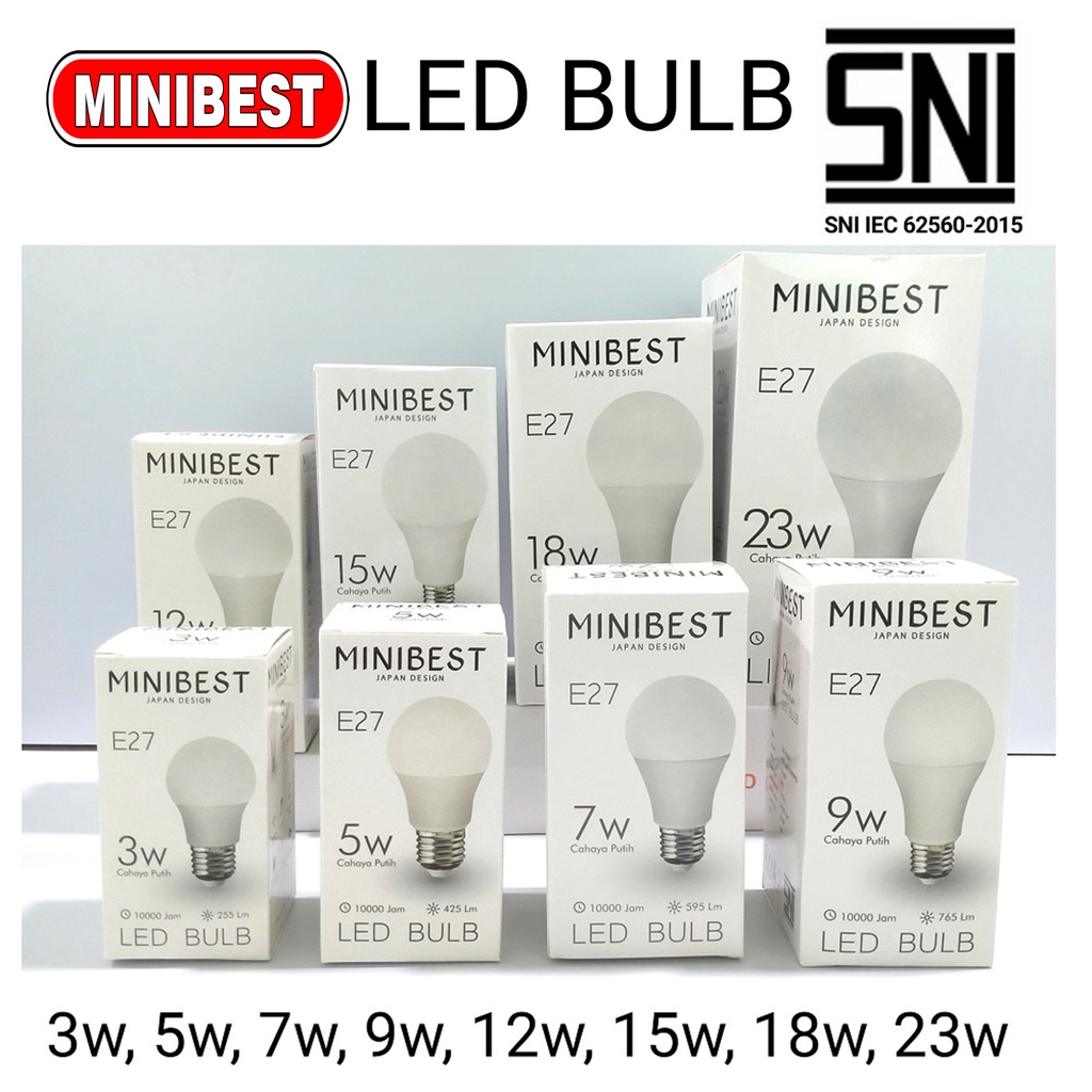 [TERLARIS] MINIBEST LAMPU BULB LED LAMPU LED PREMIER A BULB 3w, 5w , 7w , 9w, 12w ,15w, 18w, 23w