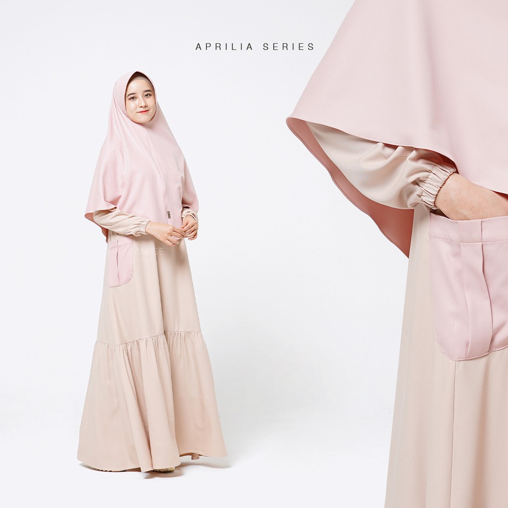 Gamis Jamise Syari Original | Rosy Aprilia Series I Set Gamis + Khimar | Gamis Remaja Terlaris 2021
