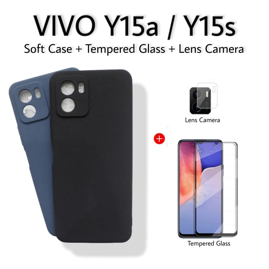 Soft Case Vivo Y15s / Vivo Y15a Case Sandstone Free Screen Guard Dan Lens Camera Handphone