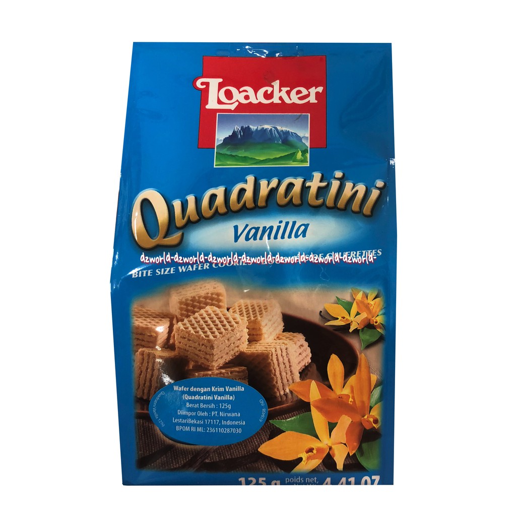 Loacker Quadratini Chocolate Wafer Cookies Rasa Coklat 125gr Biskuit