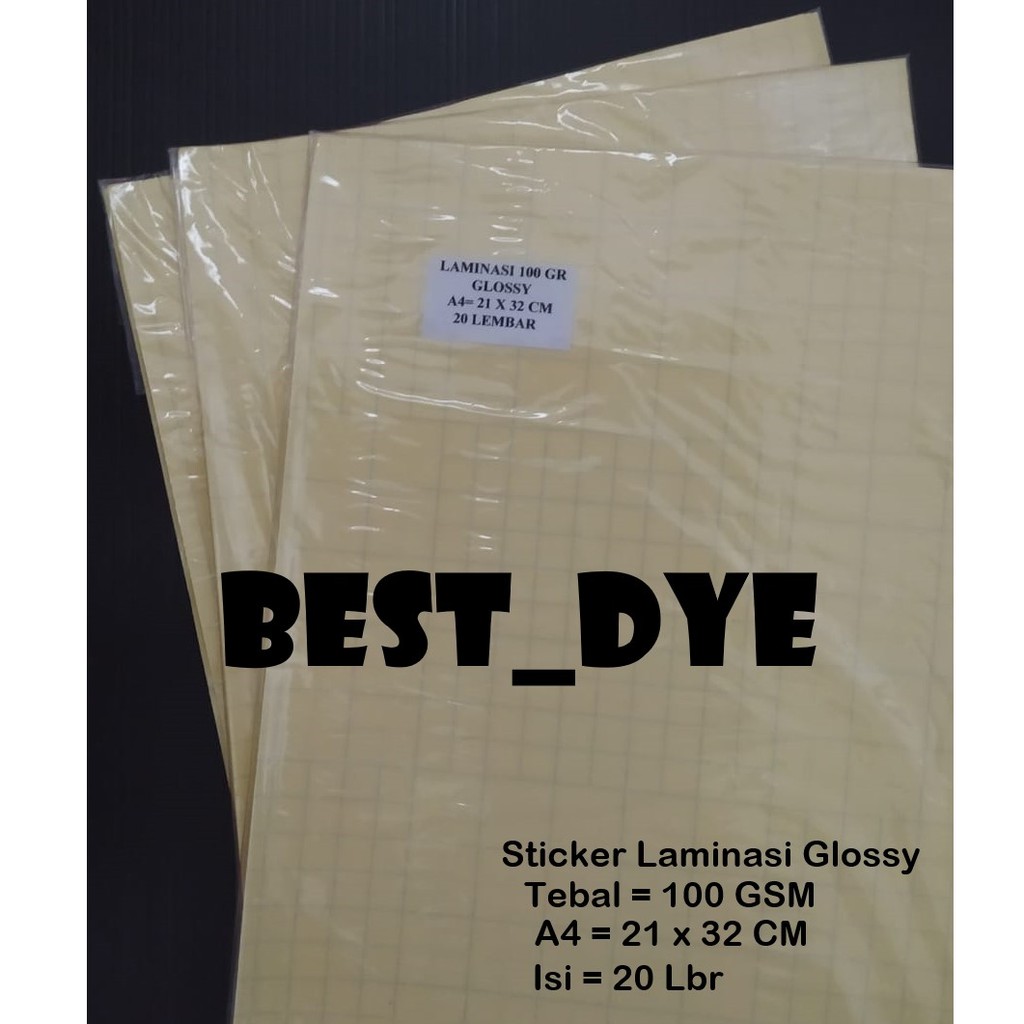 

Plastik Laminasi Dingin GLOSSY 100 GR, A4= 21 x 32 Cm, 1 Pack= 20 Lembar