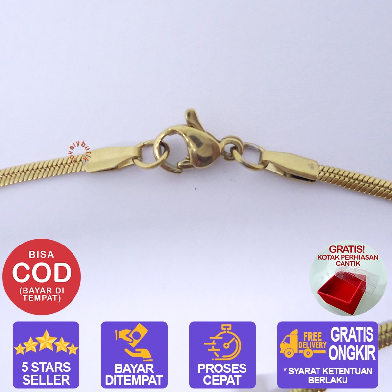 Lovelybutik Honey Kalung Huruf Titanium Anti Karat Inisial G Uk 45 cm BONUS KOTAK PERHIASAN